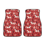 Car Floor Mat - Horses Red